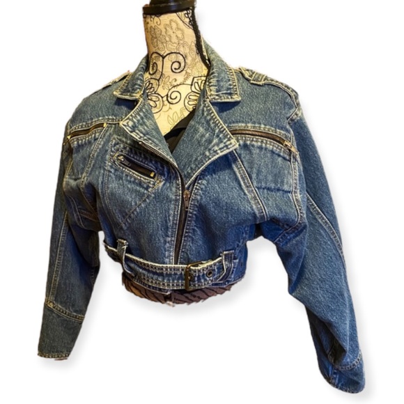 Jackets & Blazers - Vintage “Manager” Brand Cropped Denim Jacket